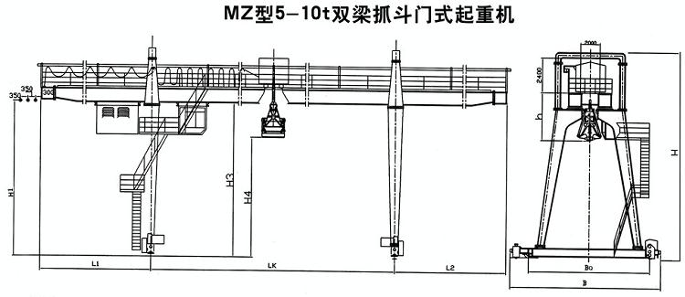 吊钩双梁桥式起重机结构图 吊钩双梁桥式起重机结构图